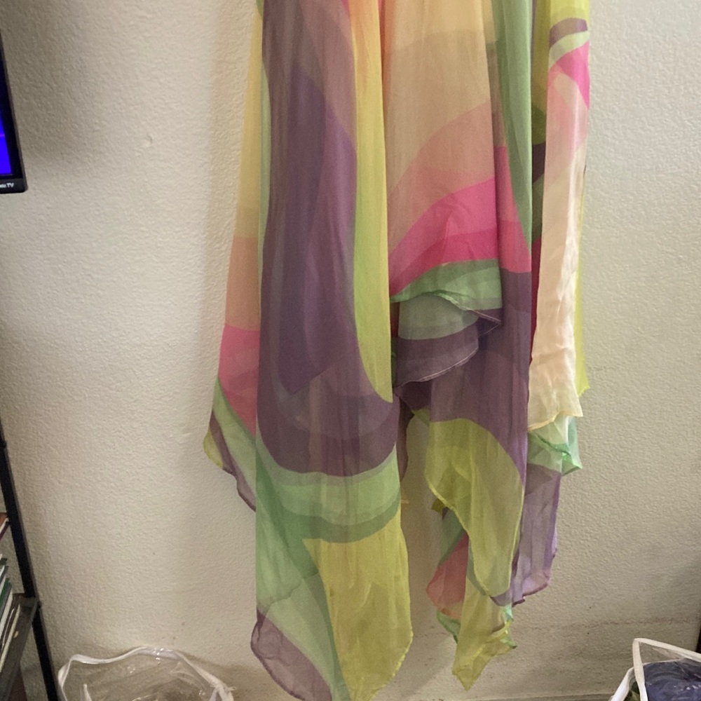 Siddhartha Bansal Sleeveless Maxi asymmetrical rainbow evening cocktail Dress M - Picture 7 of 9